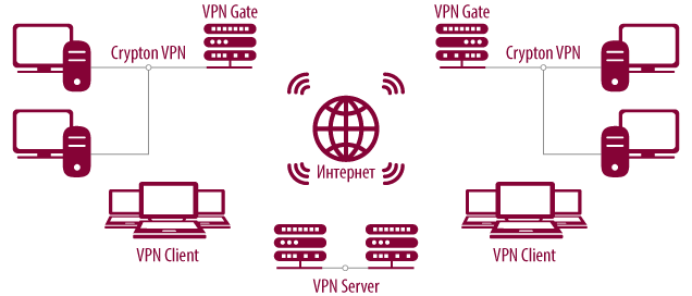 Пример сети, защищаемой с помощью Crypton IP Mobile